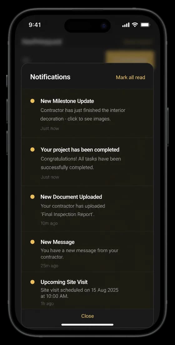 Client gets notified